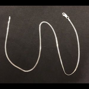 Solid Silver Chain Cuban Curb 16in 2mm .925 Italy